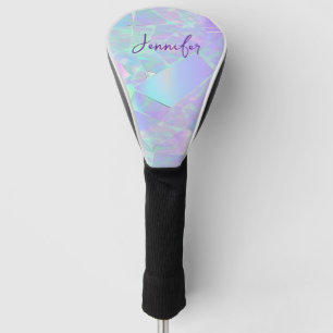 Teal & Purple Iridescent Design, Script Name Golf Head Cover