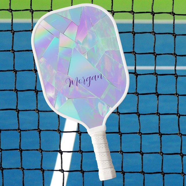 Teal & Purple Iridescent Design, Script Name Pickleball Paddle (Creator Uploaded)