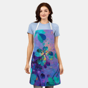 Teal & Purple Lucky Clover Art Apron