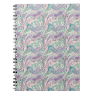 Teal Purple Marble Abstract Swirl Aesthetic Notebook