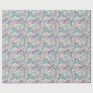 Teal Purple Marble Abstract Swirl Aesthetic Wrapping Paper