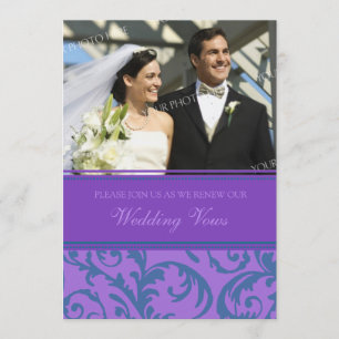 Teal Purple Photo Wedding Vow Renewal Invitations
