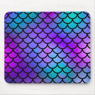 Teal Purple Pink Blue Mermaid Scales Fantasy Fish Mouse Pad