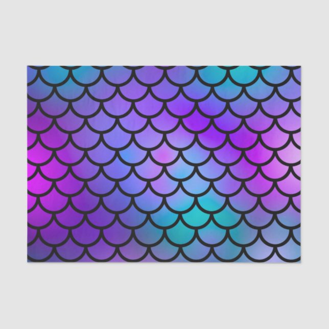 Teal Purple Pink Blue Mermaid Scales Fantasy Fish Tissue Paper (Front)