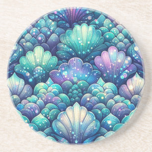 Teal Purple Pink Mermaid Scales Coaster