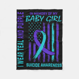 Teal Purple Ribbon Ba  Fleece Blanket