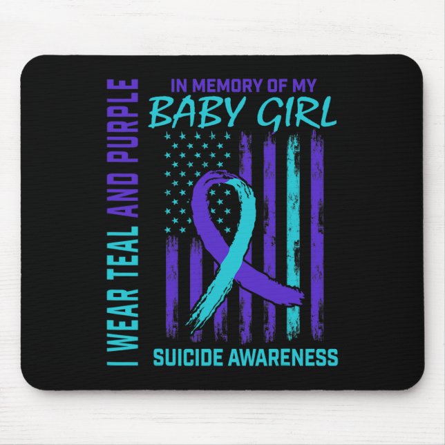 Teal Purple Ribbon Ba  Mouse Pad (Front)