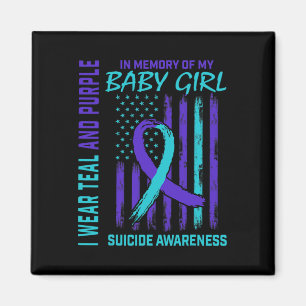 Teal Purple Ribbon Byby Girl Suicide Awareness  Magnet