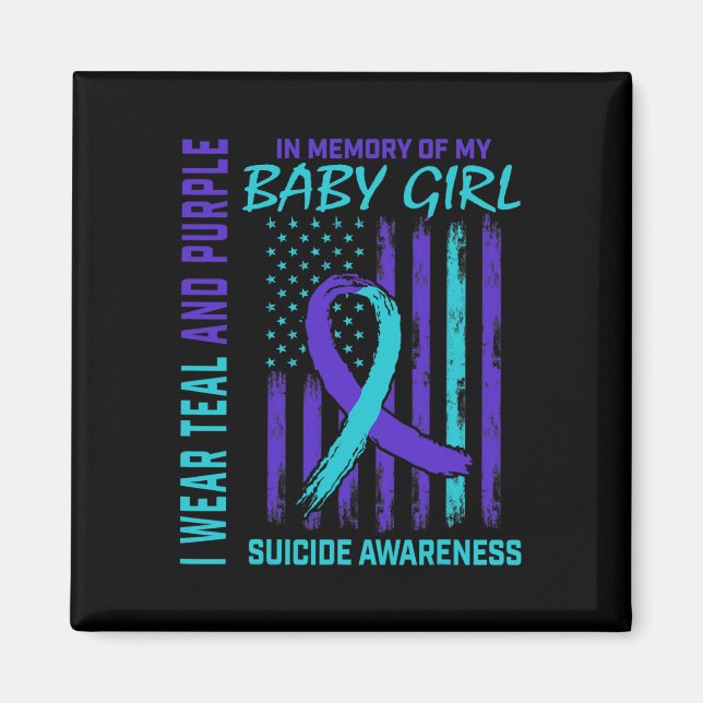 Teal Purple Ribbon Byby Girl Suicide Awareness  Magnet (Front)