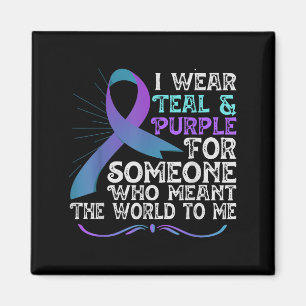 Teal Purple Ribbon For Suicide Prevention Awarenes Magnet