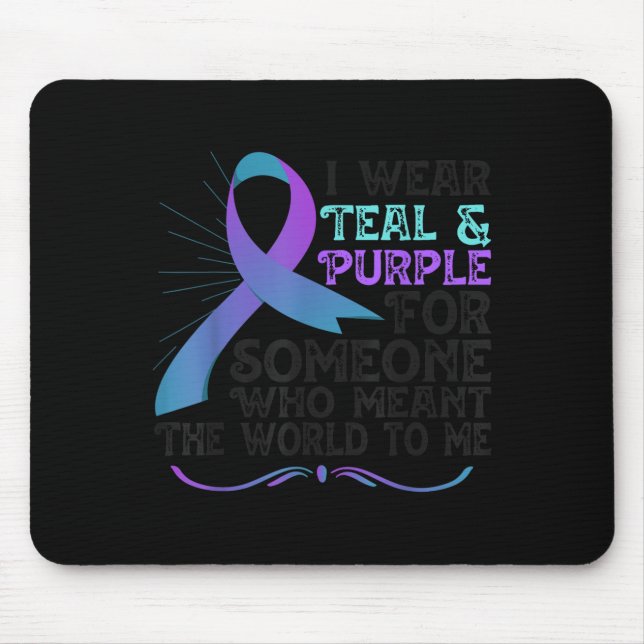 Teal Purple Ribbon For Suicide Prevention Awarenes Mouse Pad (Front)