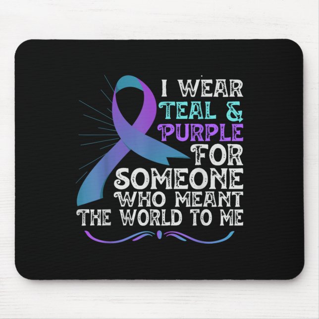 Teal Purple Ribbon For Suicide Prevention Awarenes Mouse Pad (Front)