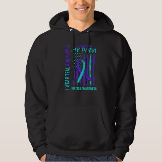Teal Purple Ribbon In Memory Of Papa Suicide Aware Hoodie