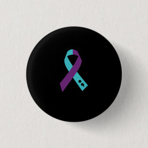 Teal Purple Ribbon Semicolon Suicide Prevention 3 Cm Round Badge