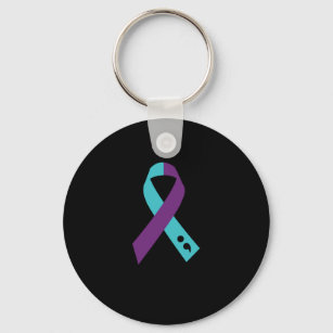 Teal Purple Ribbon Semicolon Suicide Prevention Key Ring