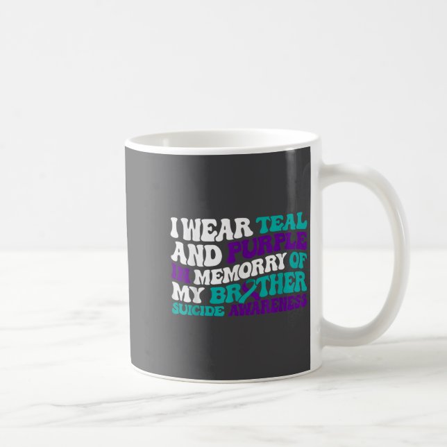 Teal Purple Ribbon Suicide Awareness Brother Aware Coffee Mug (Right)