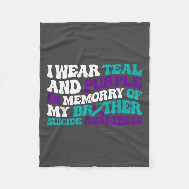 Teal Purple Ribbon Suicide Awareness Brother Aware Fleece Blanket (Front)