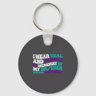 Teal Purple Ribbon Suicide Awareness Brother Aware Key Ring