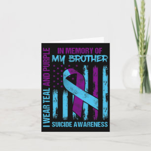 Teal Purple Ribbon Suicide Awareness Flag Brother Card