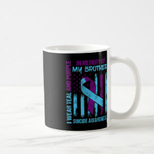 Teal Purple Ribbon Suicide Awareness Flag Brother  Coffee Mug