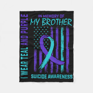 Teal Purple Ribbon Suicide Awareness Flag Brother  Fleece Blanket