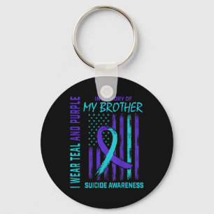 Teal Purple Ribbon Suicide Awareness Flag Brother Key Ring