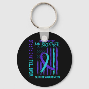 Teal Purple Ribbon Suicide Awareness Flag Brother  Key Ring