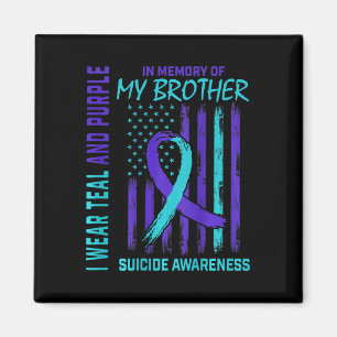 Teal Purple Ribbon Suicide Awareness Flag Brother Magnet