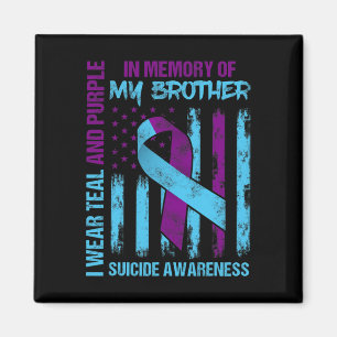 Teal Purple Ribbon Suicide Awareness Flag Brother Magnet