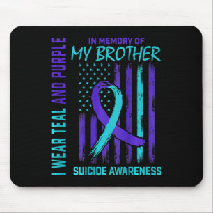 Teal Purple Ribbon Suicide Awareness Flag Brother Mouse Pad