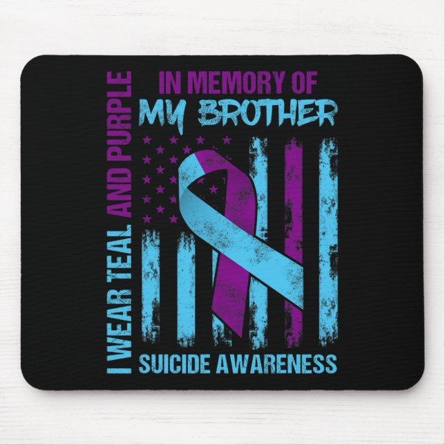 Teal Purple Ribbon Suicide Awareness Flag Brother  Mouse Pad (Front)