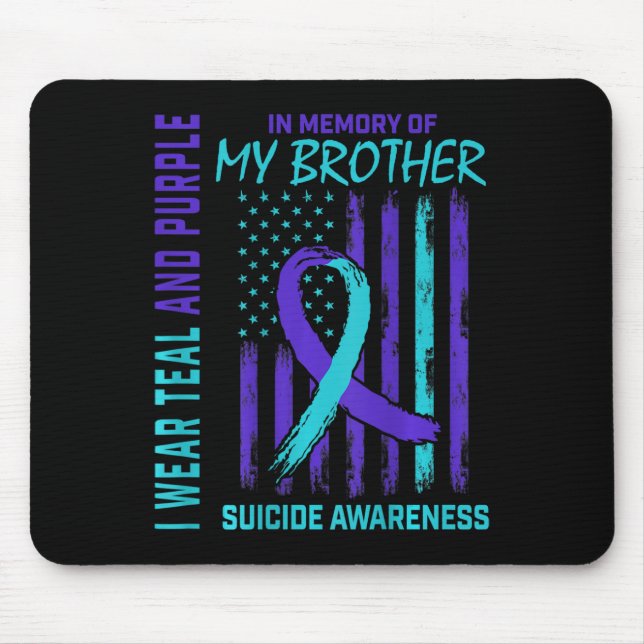Teal Purple Ribbon Suicide Awareness Flag Brother  Mouse Pad (Front)