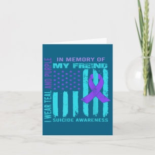 Teal Purple Ribbon Suicide Awareness Flag Freind B Card
