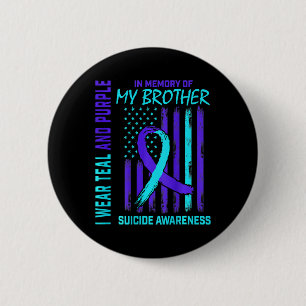 Teal Purple Ribbon Suicide Awareness Flag I Miss M 6 Cm Round Badge