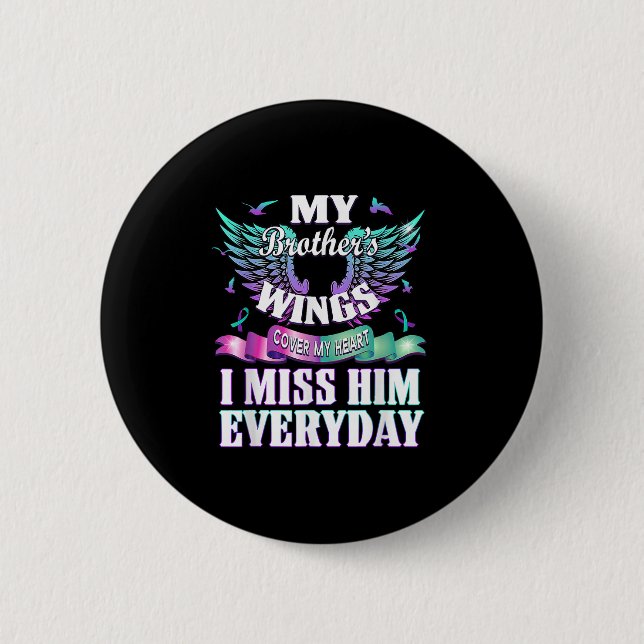 Teal Purple Ribbon Suicide Awareness Flag I Miss M 6 Cm Round Badge (Front)
