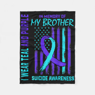 Teal Purple Ribbon Suicide Awareness Flag I Miss M Fleece Blanket