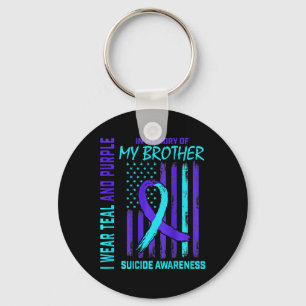 Teal Purple Ribbon Suicide Awareness Flag I Miss M Key Ring