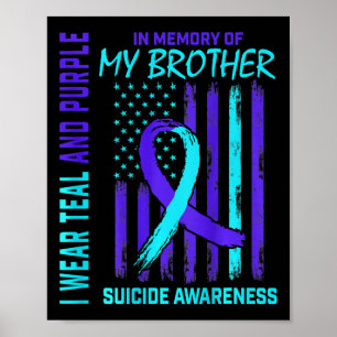 Teal Purple Ribbon Suicide Awareness Flag I Miss M Poster