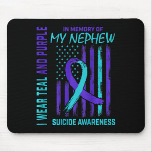 Teal Purple Ribbon Suicide Awareness Flag Nephew B Mouse Pad