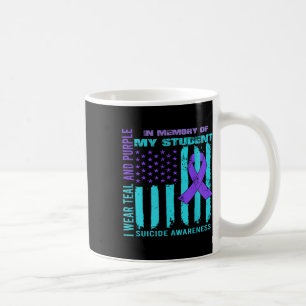 Teal Purple Ribbon Suicide Awareness Flag Student Coffee Mug