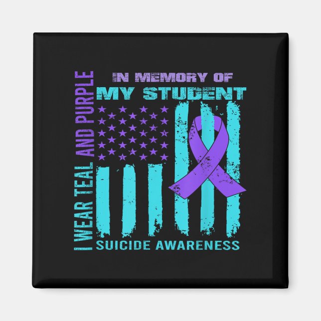 Teal Purple Ribbon Suicide Awareness Flag Student  Magnet (Front)