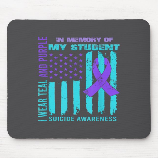 Teal Purple Ribbon Suicide Awareness Flag Student  Mouse Pad (Front)