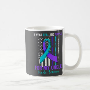 Teal Purple Ribbon Suicide Awareness Flag Uncle Coffee Mug