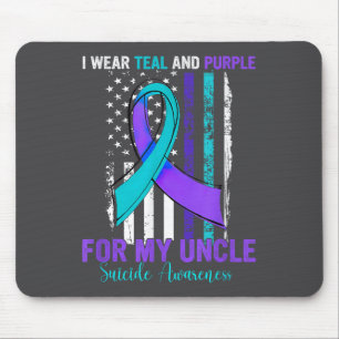 Teal Purple Ribbon Suicide Awareness Flag Uncle Mouse Pad