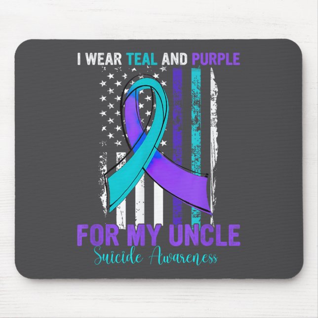 Teal Purple Ribbon Suicide Awareness Flag Uncle  Mouse Pad (Front)