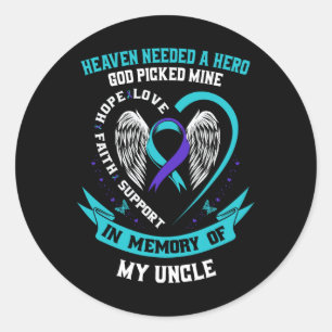 Teal Purple Ribbon Suicide Awareness Shirt Uncle M Classic Round Sticker