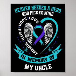 Teal Purple Ribbon Suicide Awareness Shirt Uncle M Poster