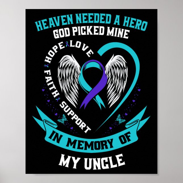 Teal Purple Ribbon Suicide Awareness Shirt Uncle M Poster (Front)
