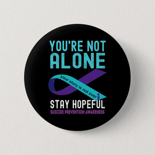 Teal Purple Ribbon Support Suicide Prevention Awar 6 Cm Round Badge (Front)