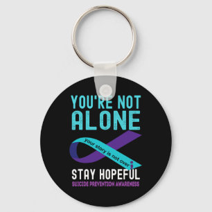 Teal Purple Ribbon Support Suicide Prevention Awar Key Ring